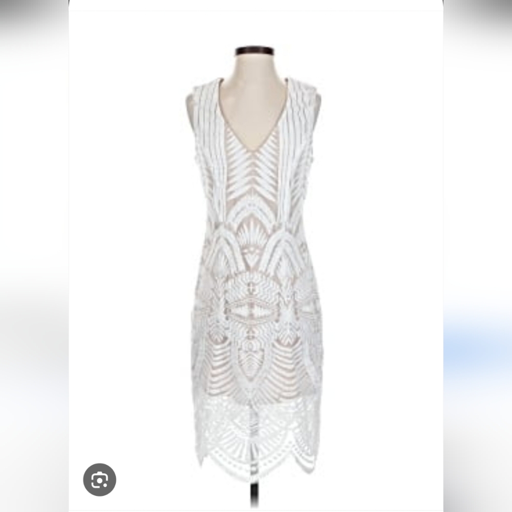 A.B.S Collection White Embroidered Sheath Dress – Size 4
